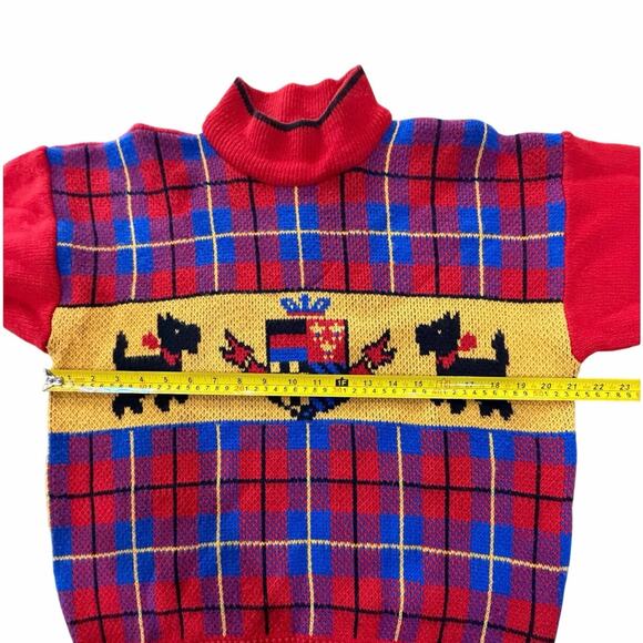 VTG Gitano Knit Plaid Scottie Dog Pullover Sweater Grandma Core SZ Small Medium - Picture 10 of 15